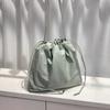 Imported Calfskin Women's Bag, Drawstring Pleated Stray Bag, Shoulder Crossbody Cloud Bag, Niche Relaxation Bag