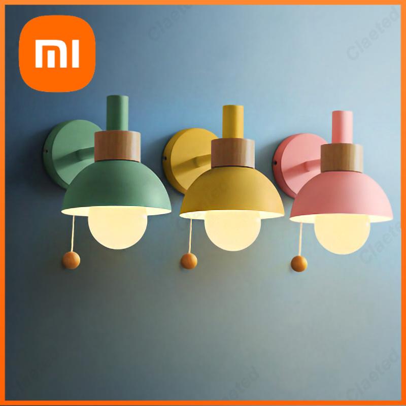 Xiaomi Минималистичный светодиодный настенный светильник со шнурковым выключателем E27, лампа для спальни, прикроватная лампа, освещение для гостиной, коридора, столовой