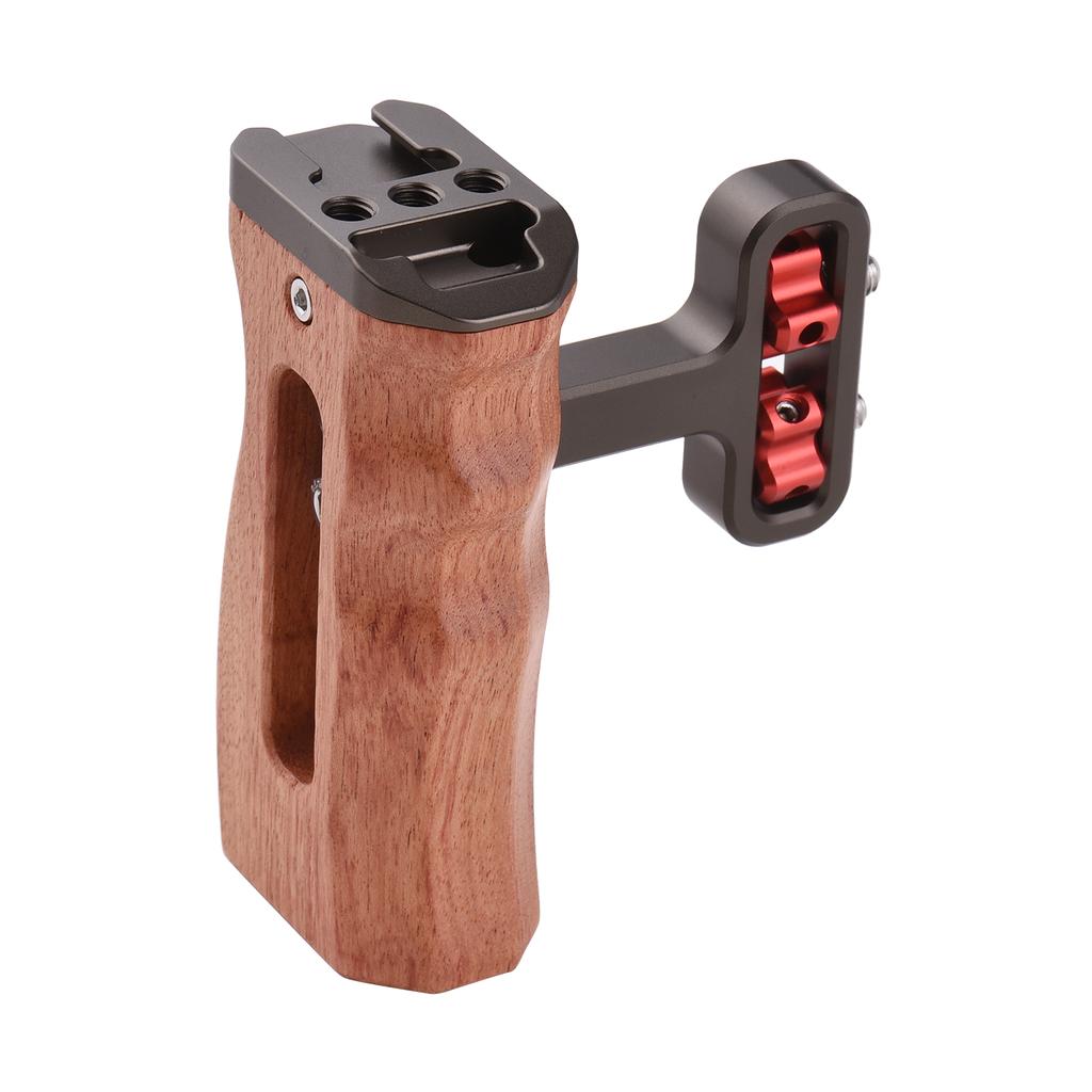 Universal Camera Cage Left Right Side Handle Wooden Hand Grip with 1 4 Screw Hole Cold Shoe Mount for Camera Cage