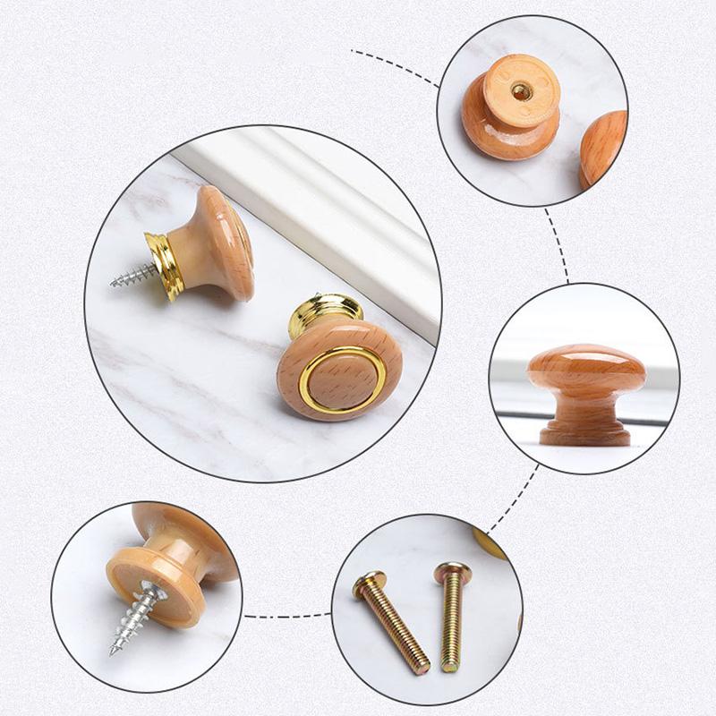 Дверная ручка круглая из натурального дерева, ручка для ящика шкафа, дверные ручки для шкафа, мебельные ручки, фурнитура для кухонной мебели