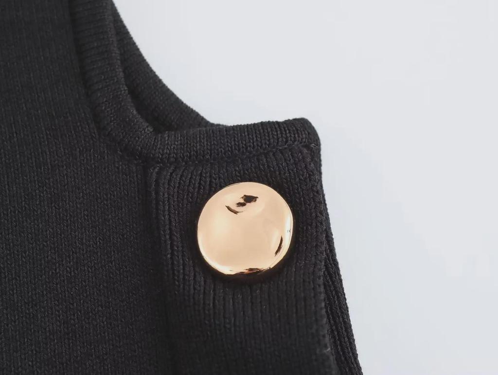 Женский трикотажный комплект из жилета без рукавов и прямых брюк