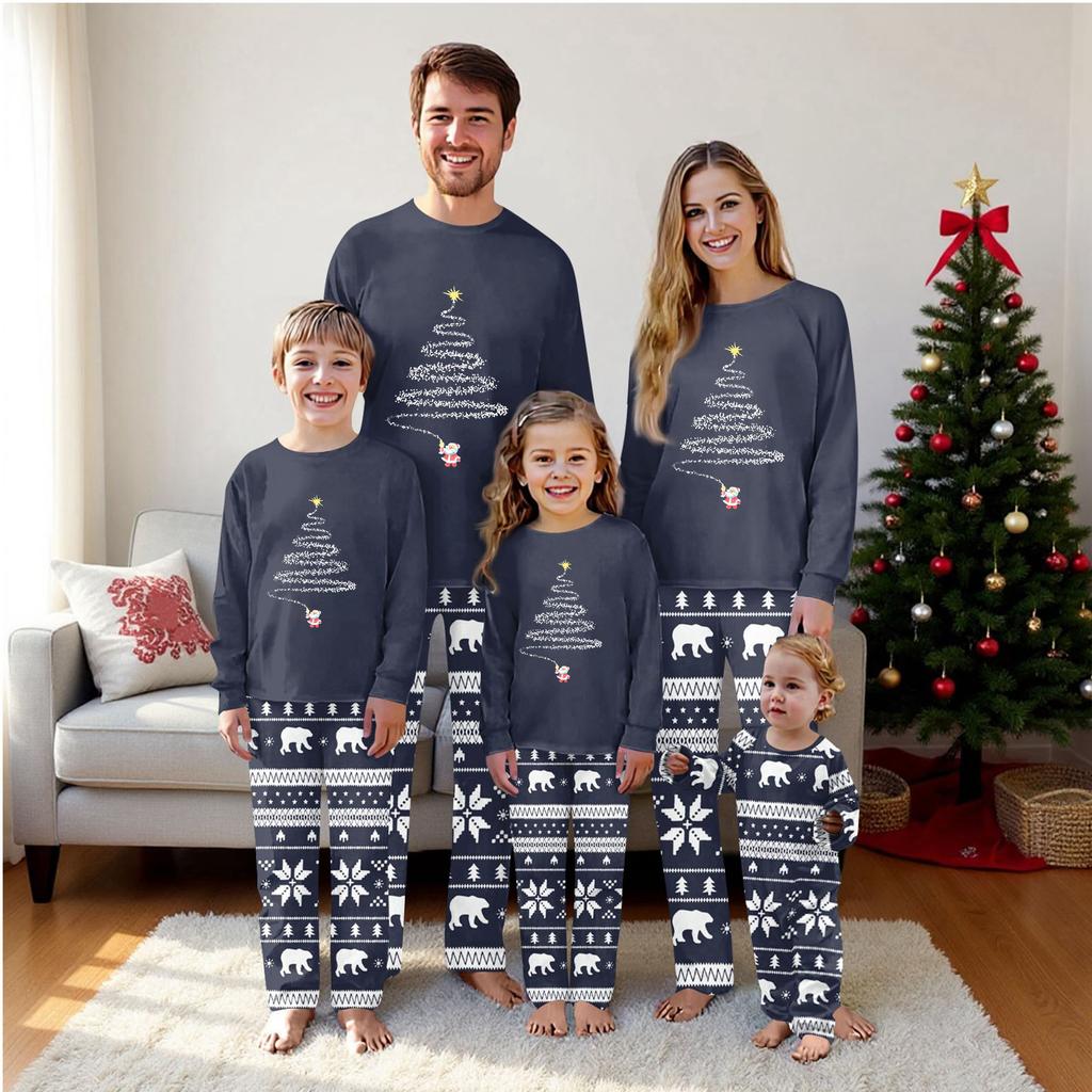 Christmas Prints Family Matching Long Sleeve Tops+Pants Set Family Matching Sets