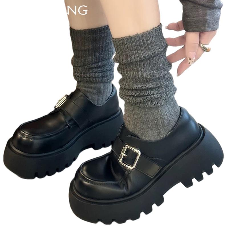 Туфли Мэри Джейн на толстой платформе из замши, дизайнерские туфли на среднем каблуке с пряжкой, тренд 2025 года, модные зимние туфли-лодочки, платье, женские туфли