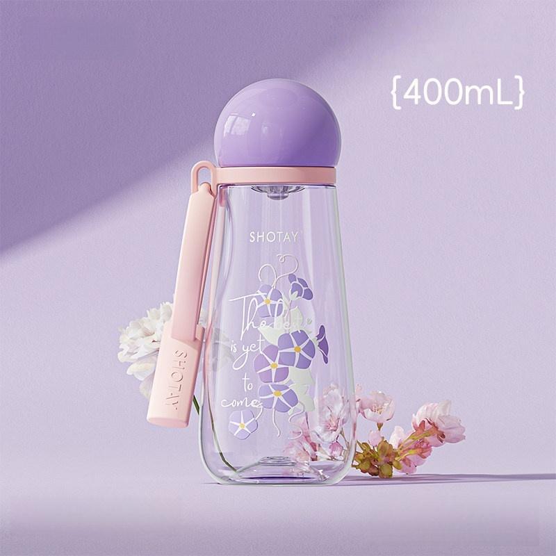 SHOTAY 400/600 мл Пластиковая кружка для воды с цветочным узором, Бутылка для воды с ситечком для чая, Герметичная, Кружка для заваривания чая, Портативная офисная кружка