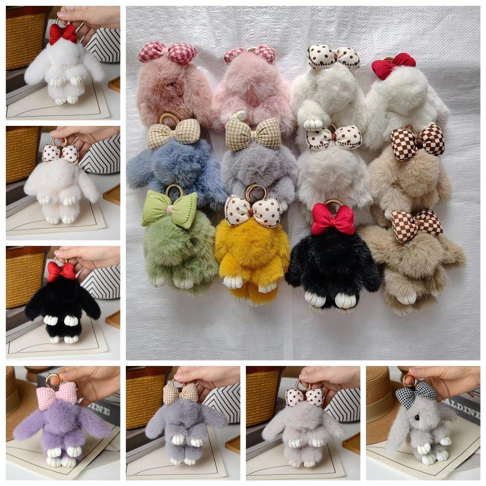 Lovely Play Dead Rabbit Doll Fashion Rabbit Fur Keychain Pluff Bunny Keychain  Girlfriend