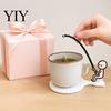 Tea Bag Holder for Glass Cup Fishing Man with Coaster, Cute Stick Figure Minimalist Anti-drip Coaster Holder, Funny Desk Drip Catcher, Novelty