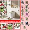 Greentown Series Shower Curtain Floor Mat Four Piece Set, Home Bathroom Dry Wet Separation Partition Shower Curtain Waterproof Shower Curtain