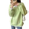 Oversize Sweatshirt Women's Spring and Autumn Thin New V-neck Loose Lazy Style Solid Color Long-sleeved Pullover Top