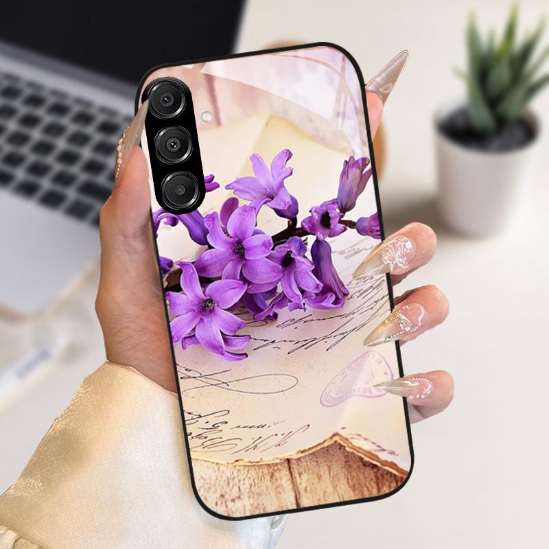 Модный Чехол Для Samsung A55 A56 Чехол A25 A26 Закаленное Стекло Чехол Для Телефона Для Galaxy A15 A35 A36 Жесткий PC Стекло Защитный Fundas
