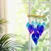 Стеклянные пластины Колокольчик ветра Синяя стеклянная рыба Колокольчик ветра для уличного декора сада патио Погодоустойчивый витражный лист Подвесной колокольчик