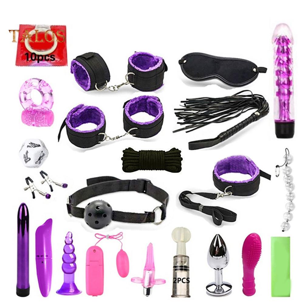 TBH Plush Handcuffs Restraints Bondage Condom Dildo Choker Couples Sex Tool Set