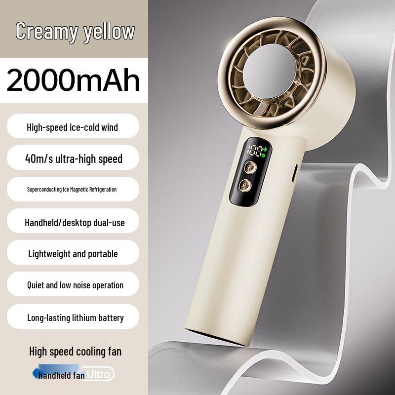Handheld Mini Ice Pack Fan with Semiconductor Cooling and Digital Display for Portable Desktop and Outdoor Use