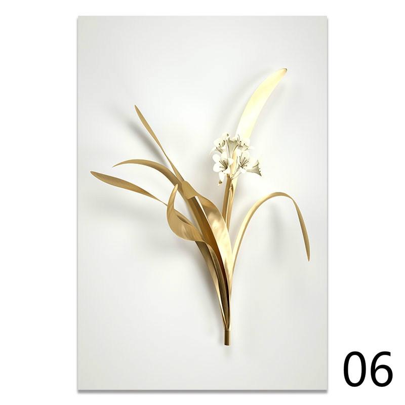 Золотой цветок, абстрактный растительный настенный плакат, скандинавская печать на холсте, картина, современное популярное искусство, украшение, картина, декор для гостиной