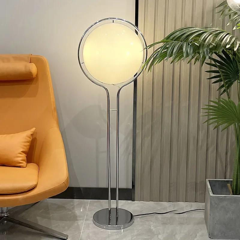 Garrault Delord Floor Lamp Chrome Metal White Acrylic Ball Floor Light Living Room Hotel Room Sofa Decoration Lamp