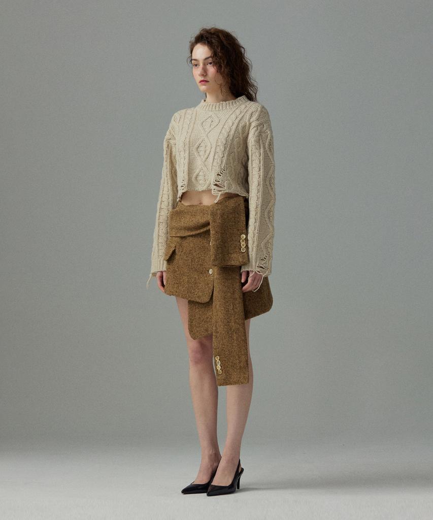 Meuameu Tweed Layered Cover-Up Skirt
