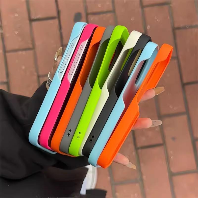 Simple Solid Color Without Borders for IPhone16promax Mobile Phone Case Liquid Silicone Apple 15 Anti Fall Soft Case
