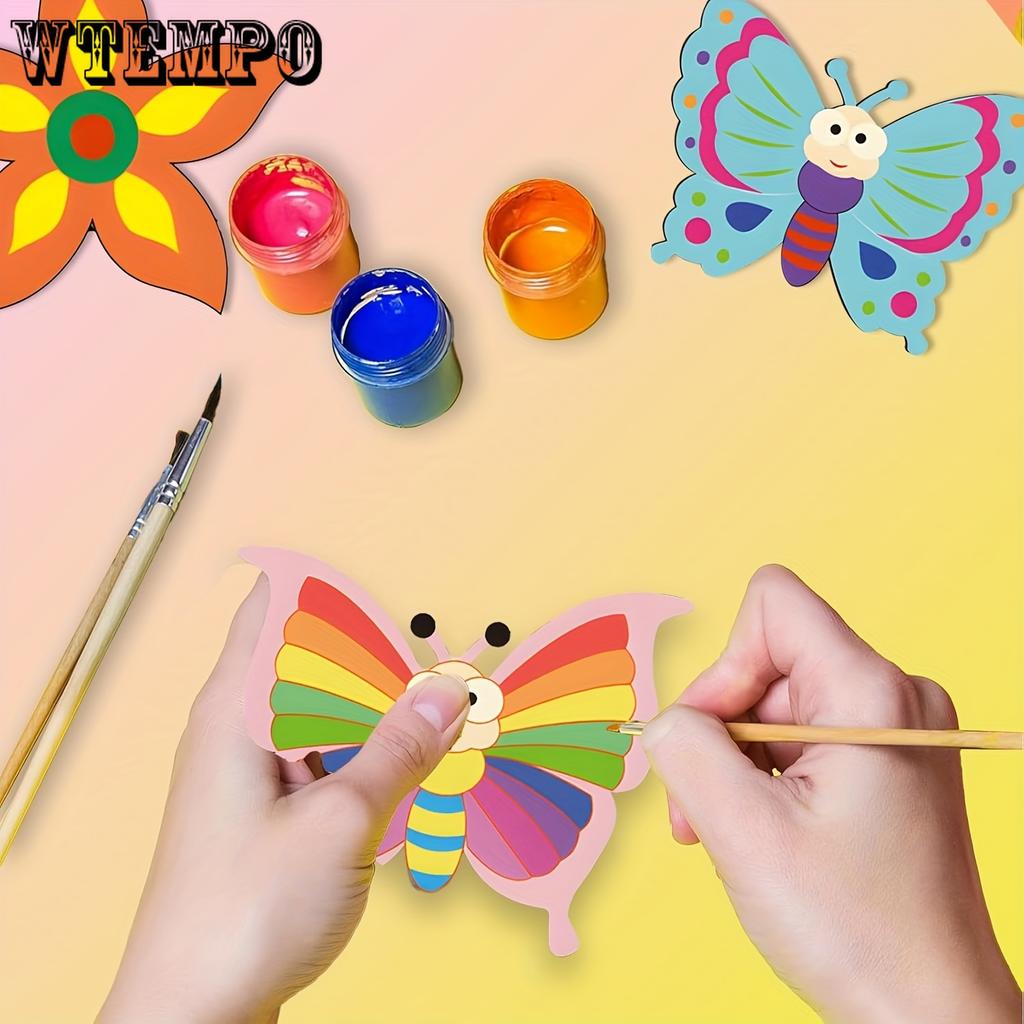 18 штук в упаковке, необработанные деревянные вырезки, формы бабочек и цветов для росписи, 9 стилей, заготовки для поделок своими руками для домашнего декора, подвесные украшения