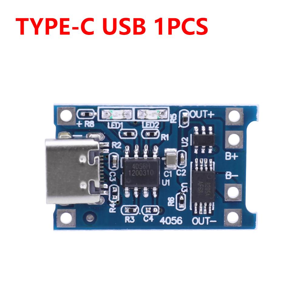 10-1PCS TP4056 Type-c/Micro/Mini USB 5V 1A 18650 Lithium Battery Charger Module Charging Board With Protection Dual Functions 1A