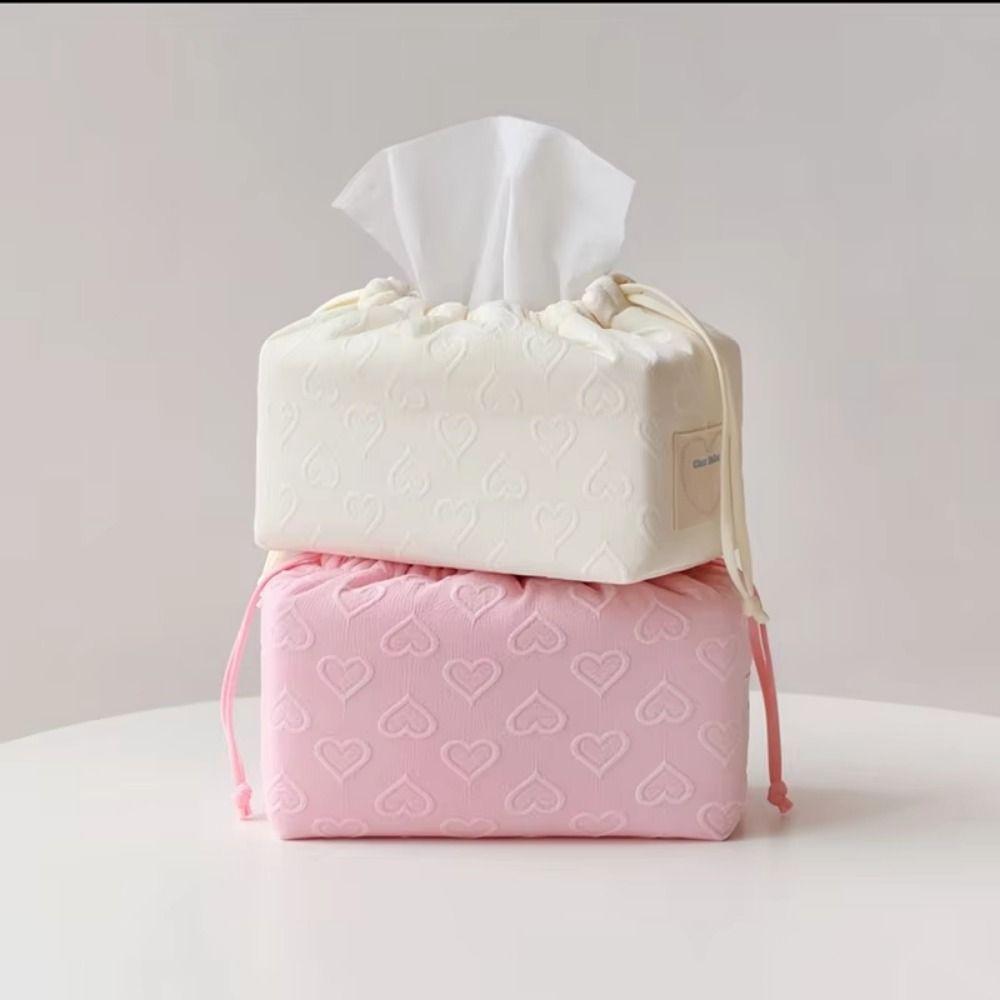 Heart-shape Pattern Cotton Napkin Holder Large Capacity Car Paper Boxes  Bedroom
