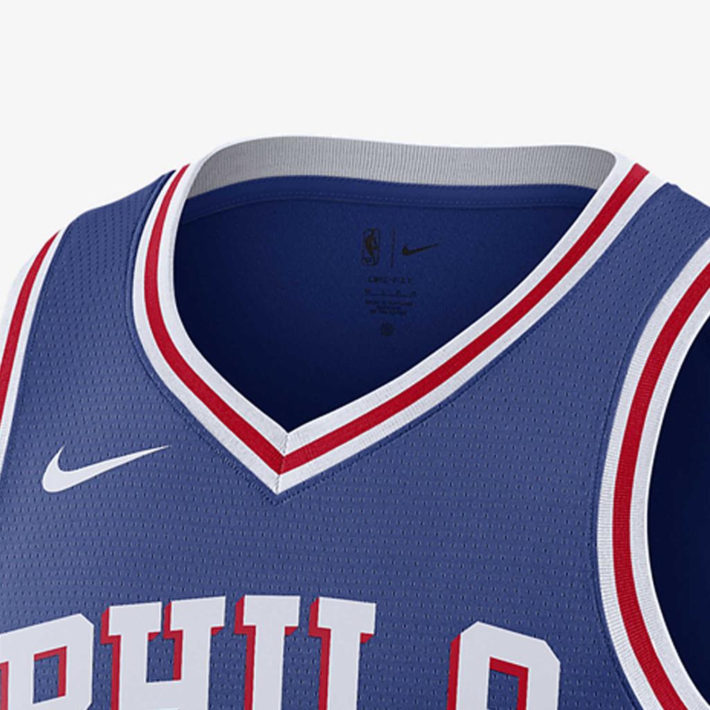 Nike Футболка NBA Philadelphia 76Ers Icon Edition Rush синяя/университетская красная/белая мужская уличная одежда DN2018-405