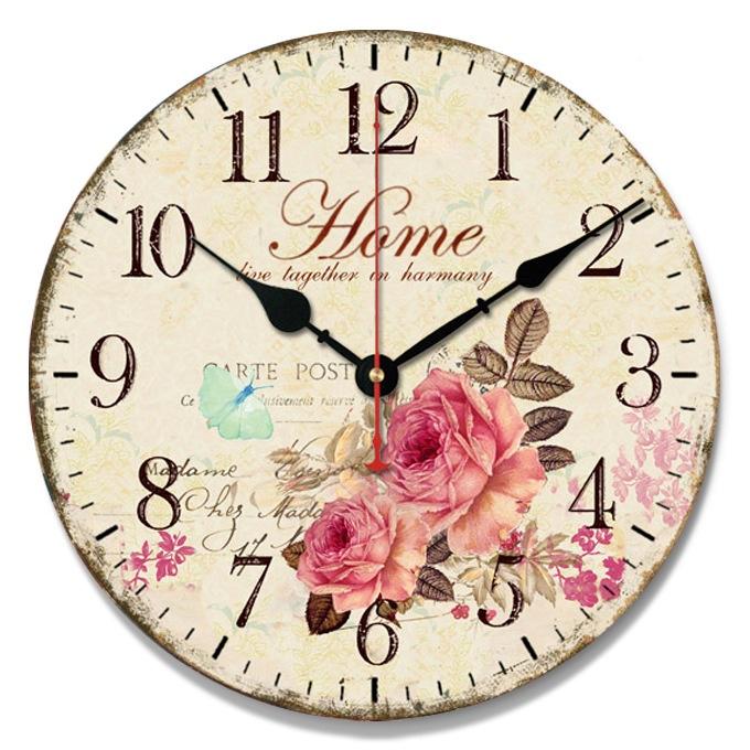 European Creative Fashion Modern Quartz Retro Simple Wooden Decorative Wall Clock