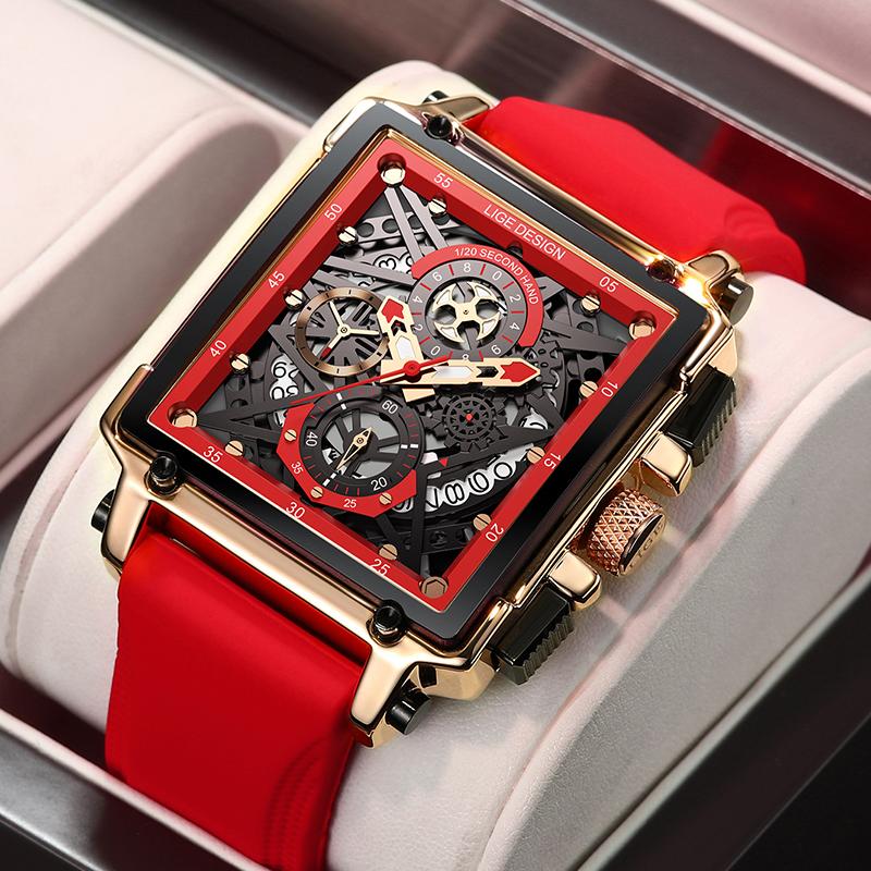 New Top LIGE Brand Luxury Men Watch Business Square Watch Men Casual Sport Quartz Chronograph Clock Male Waterproof Watches