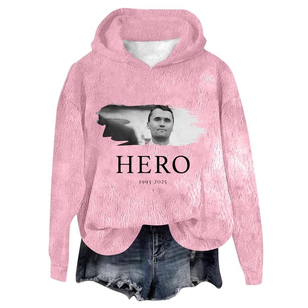 Women's Hooded Long Sleeve Printed Flannel Top Hooded Sweatshirt