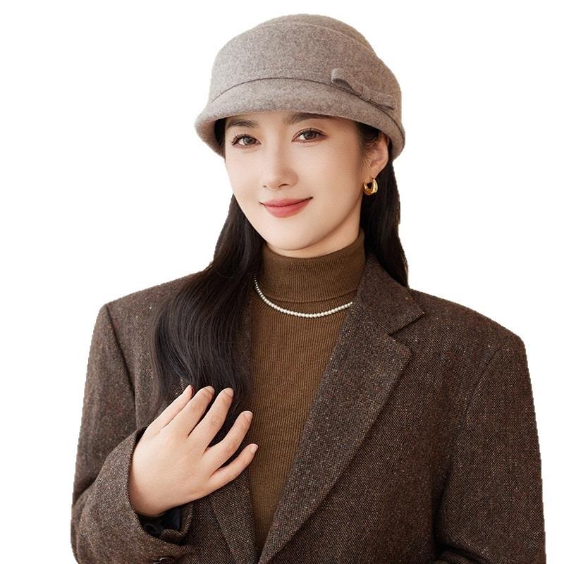 Autumn and Winter Light Luxury Wool, Short-brimmed Cap, Feminine Versatile Hat, Small Equestrian Hat