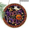 2D Flat, 1pc Round Aluminum Hanging Sign, Vintage Halloween Pumpkin Decorative Plaque, Hocus Pocus Magic Themed Decor Sign, Suitable for Decorating
