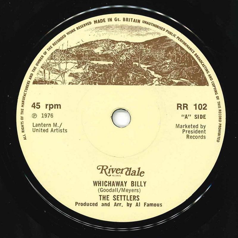 7-дюймовая пластинка SETTLERS - Whichaway Billy RR102 Riverdale Recor 1976 UK Поп Б/У