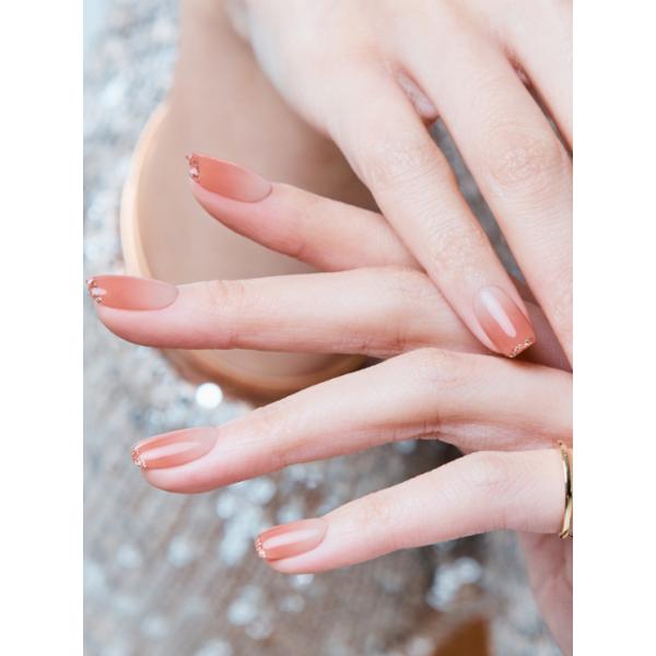 Ohora Sunset Sparkling Gel Nail Tips Round Square Short 30p Set, Coral Gradient, Glitter French, 1 Piece