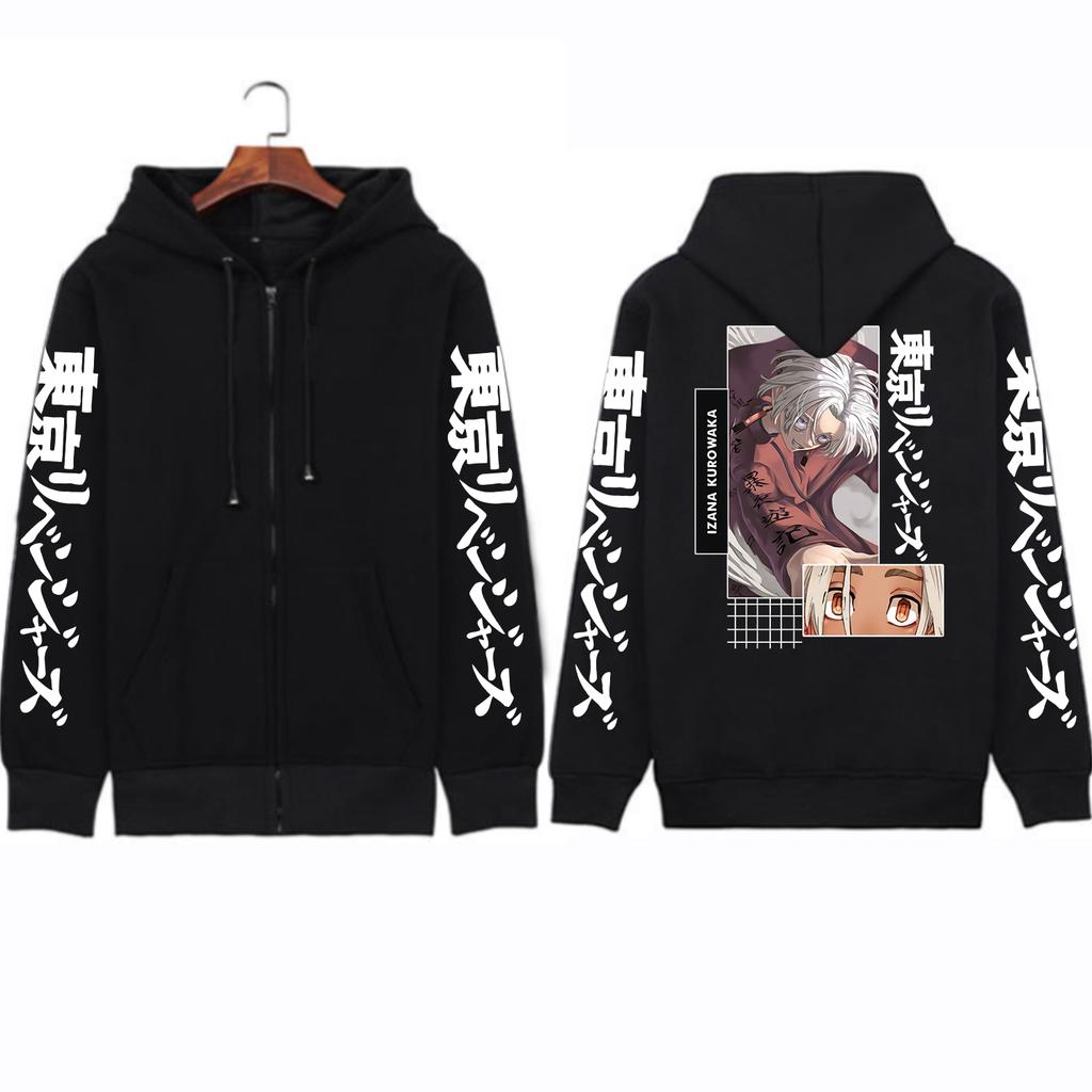 Kurokawa Izana Graphic Printed Hooded Tokyo Revengers Anime Streetwear Men Women Zip Up Hoodies Harajuku Sweatshirt Zip Jacket