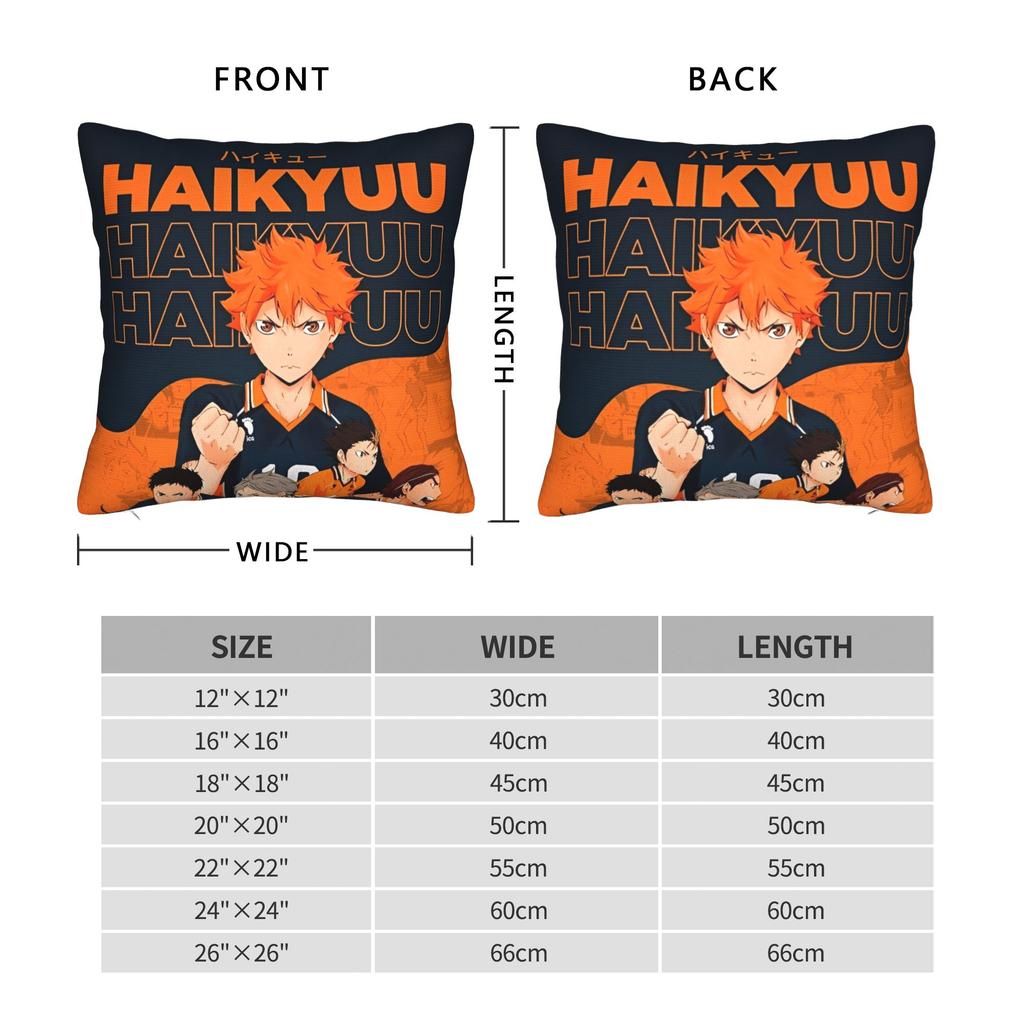 Чехол на квадратную подушку Haikyuu Чехлы для подушек Аниме Модный чехол на подушку с декоративной молнией для дивана 4040 см