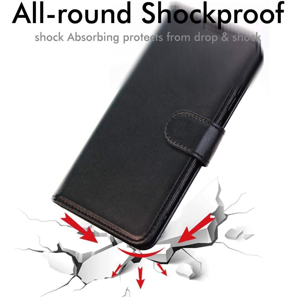 Galaxy Note 20 Leather Wallet Case, Flip Protective Case Cover with Wallet Card Holder, Stand and Wrist Strap - Black