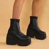 High Quality Shoes Female Sleeve Women's Boots Winter Round Toe Solid Short Barrel Platform Wedge Plus Size Naked Boots