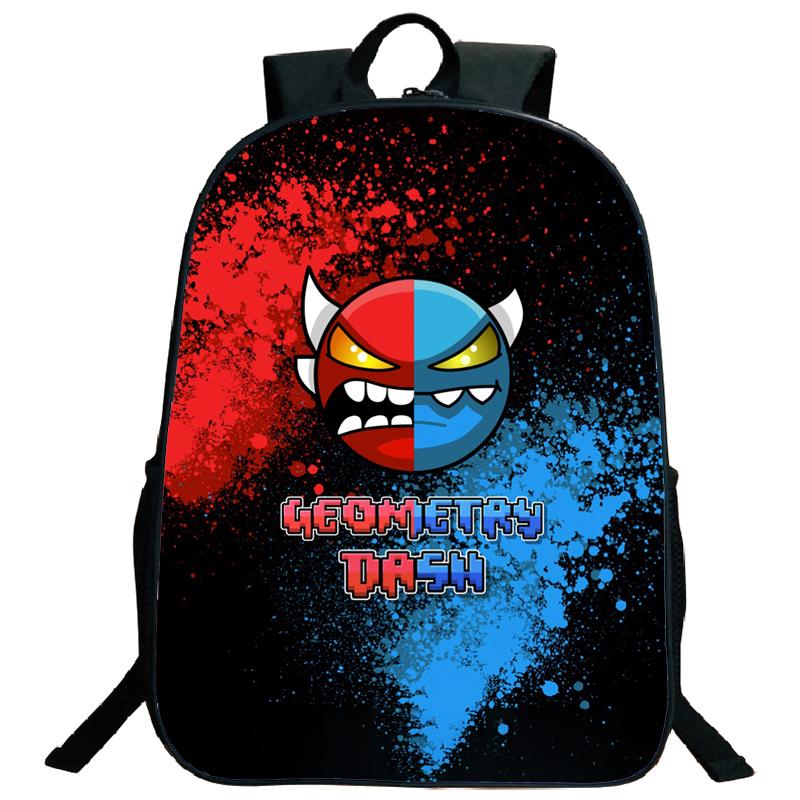 Angry Geometry Dash Backpacks for Middle and High School Students, Large Capacity Leisure Backpacks, Holiday Gifts