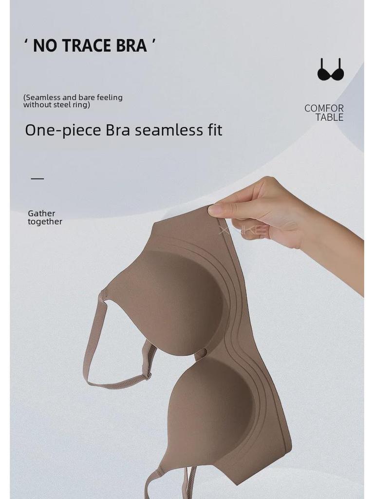 Бесшовный мягкий бюстгальтер с глубоким V-образным вырезом для маленькой груди — без стального кольца, предотвращает провисание и увеличивает грудь по бокам