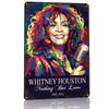 Whitney Houston Pop Art Portrait Personalized D Textured Metal Poster Wall Art Tinplate Sign for Room Accessories Wand Deko