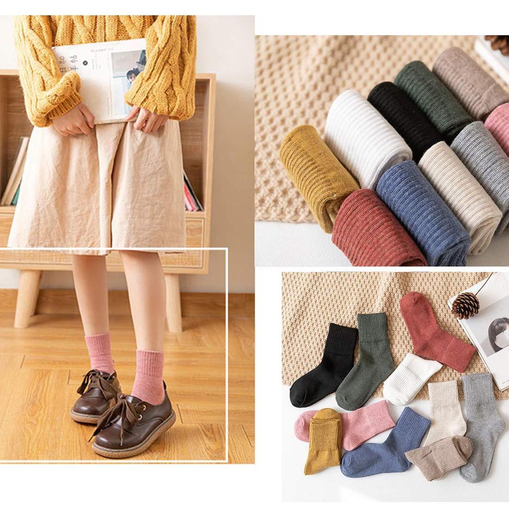 DAMILY and Stylish Cotton Crew Medium Cute Sports Long Indoor Sizes Women's Socks, Spring, Autumn, Winter, 10-Pair Set, Colorful, Socks, Thickness,