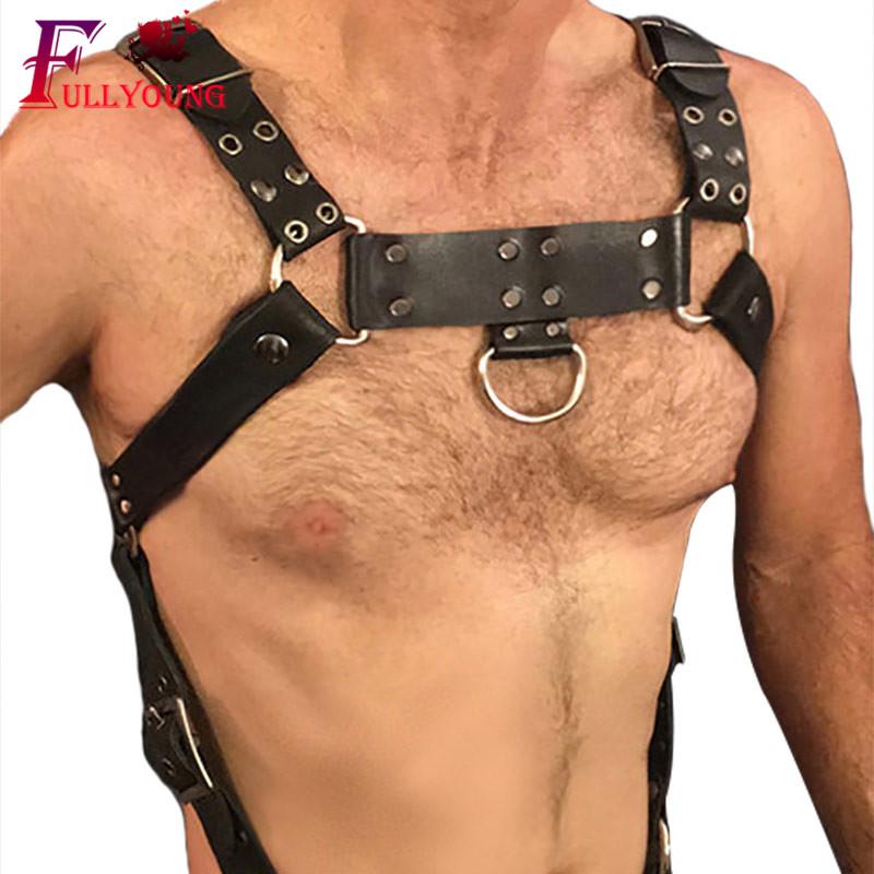 Fullyoung из искусственной кожи, мужской нагрудный ремень, бондаж, рабский Фетиш, ограничители, ремни, товары для секса, игрушки для взрослых, клубные костюмы
