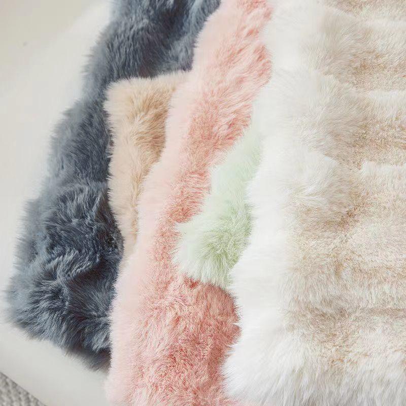 Cream Style Pillow Light Luxury Rabbit-like Plush Pillowcase Plush Living Room Home Sofa Bedroom Bedside Beige Backrest