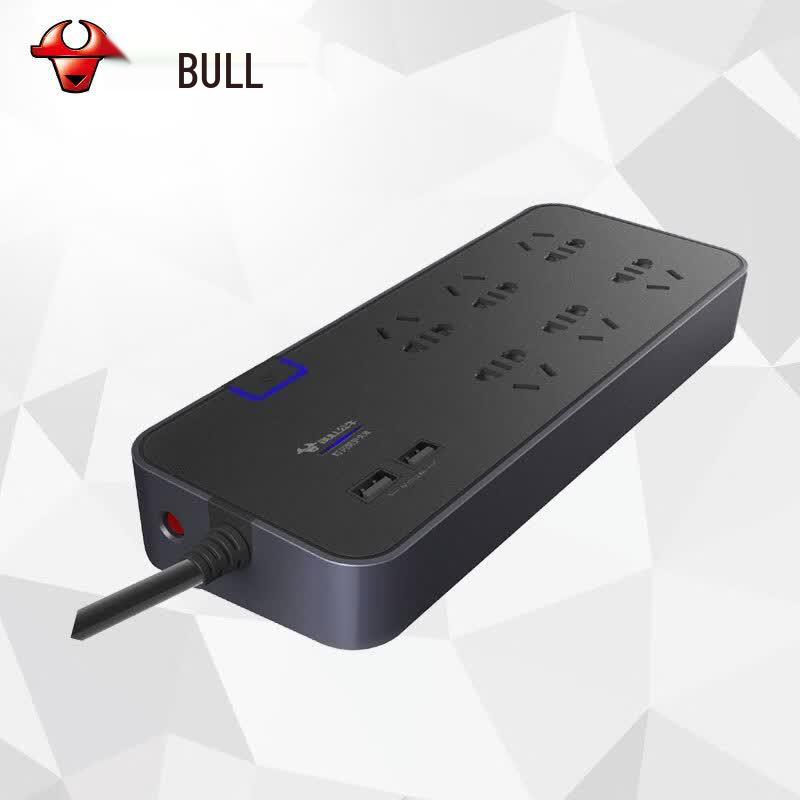 BULL Surge Protector Power Strip with 6 Outlets and USB CN plug (adapter included)
