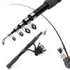 New Portable 1.8m-2.1m Telescopic Fishing Rod Gear Ratio 5.2:1 Reel Fishing Rod Kit Full Tools Spinning Reel Fishing Bait Accessories Bag