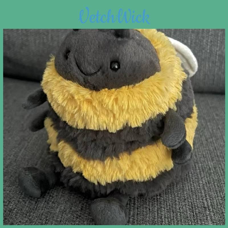Cartoon Bee Bear Plush With Short Pile Fabric For Gift And Collectors