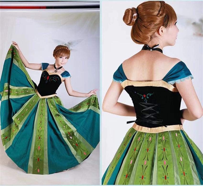 Princess Anna Frozen Cosplay Embroidered Gown Dress