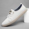 Fashion Genuine Leather Lace-up Fashion Sneakers Unisex Casual Skateboarding Shoes Memory Foam Insole Spring Comfortable Walking Shoes