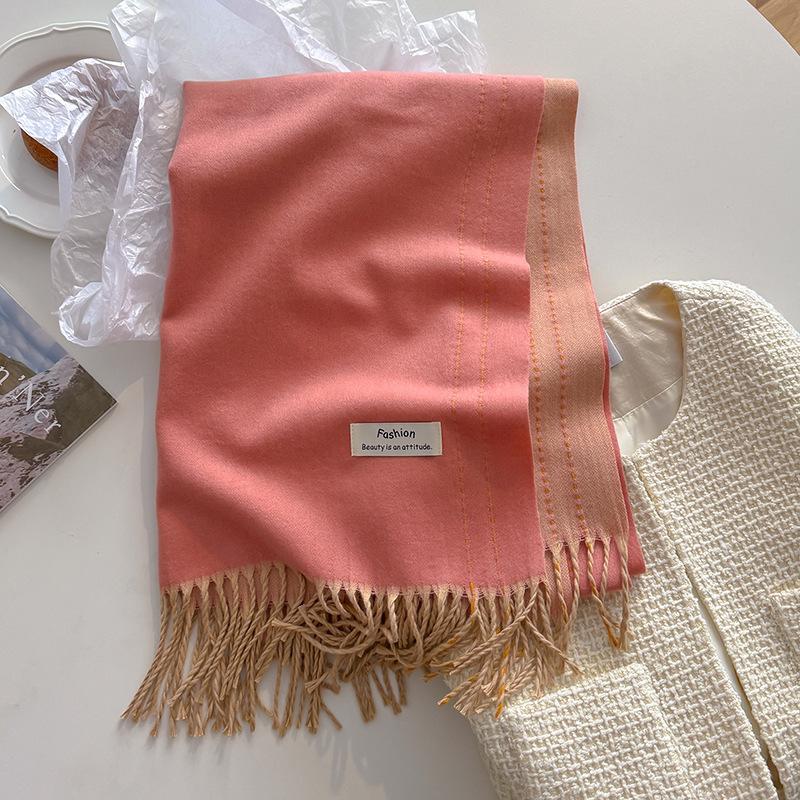 New Solid Color Cashmere Scarf Shawl Women'S High End Versatile Autumn And Winter New Warm Scarf