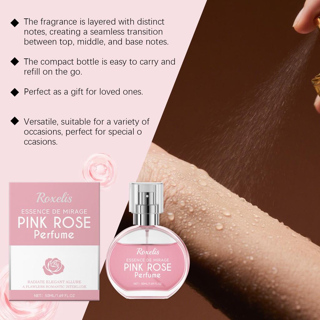 Christmas Pink Rose Floral Perfume Gentle Long Lasting Portable Fragrance Spray For Daily Casual Use