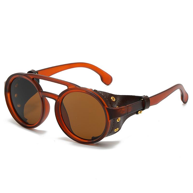 Новые ретро-солнцезащитные очки Мужские Женские Винтажные Круглые Кожаные Водительские Очки Защита от Ветра УФ400 Спортивные Очки
