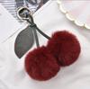 Cherry Faux Mink Fur Plush Keychain: Rabbit Bag & Backpack Ornament Gift